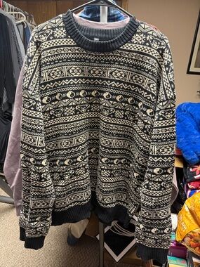 Grateful Dead Schott NYC Black and Cream Crewneck Sweater